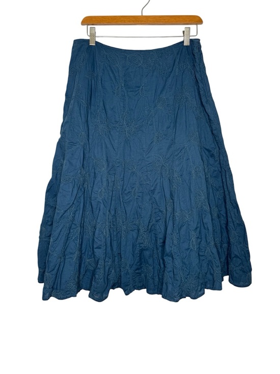 Dresses & Skirts - VTG J. Jill women's 10P navy blue floral embroidery midi skirt y2k fairy boho